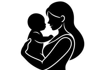 A realistic mother and baby logo design