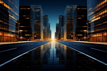 Obraz premium Cityscape at Night: A Glimpse of Urban Architecture