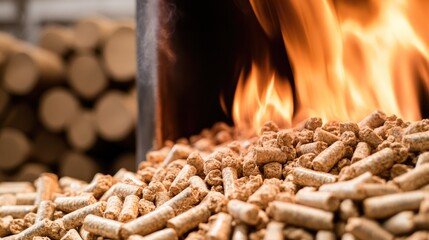 A wood pellet stove burns pellets, radiating warmth in a cozy setting