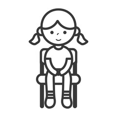 Obraz premium A girl with pigtails sitting on a chair