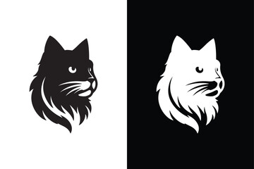 Cat head victor icon with white and black background.