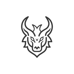 A Line Art Dragon Head Illustration