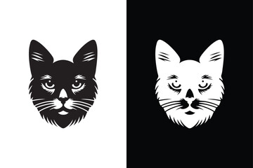 Cat head victor icon with white and black background.