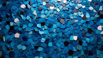 Blue hexagonal tiles with random shapes