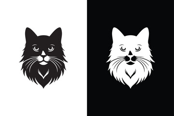 Cat head victor icon with white and black background.
