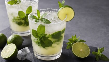 Fototapeta premium mojito glass decorated with lemons