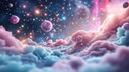 A cosmic view featuring surreal energy and electricity experiments amidst swirling galaxies
