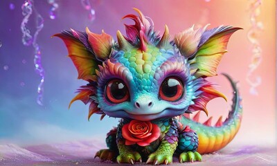 Fototapeta premium Baby Dragon with Sunglasses