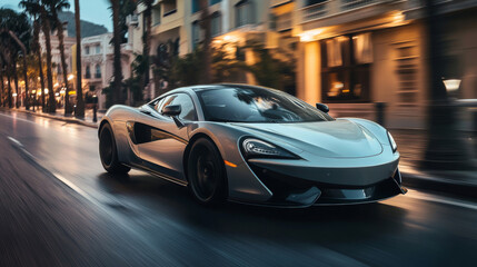 Fototapeta premium sports car on road driving footage high end car advertising photography