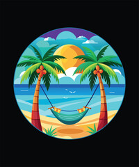 Obraz premium Colorful Summertime T-shirt Vector Design