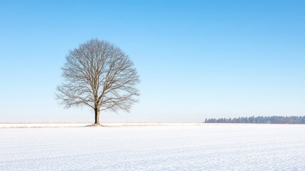 Lone Tree in a Snowy Field
