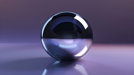 Futuristic Metallic Sphere on Reflective Surface with Gradient Background in Minimalist Design