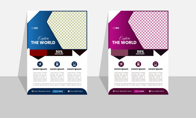 Travel A4 flyer design vector premium template
