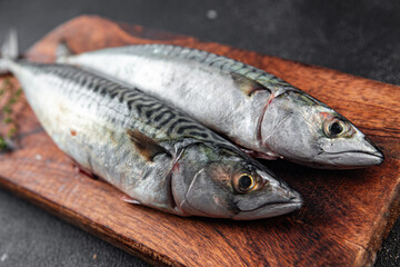 mackerel fish raw seafood fresh meal food snack on the table copy space food background rustic top view 