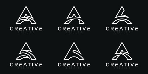 Set of simple creative logo design letter A. Premium Vecor