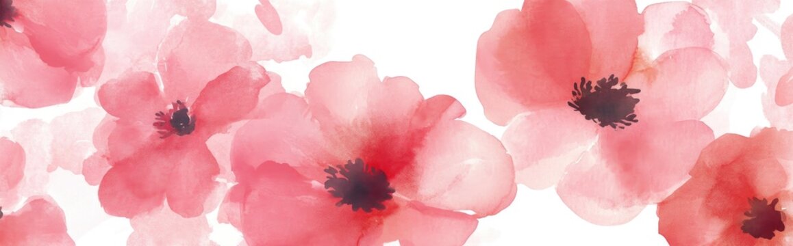 Pink watercolor flowers created with watercolor and ecoline ideal for decoration or allover print designs