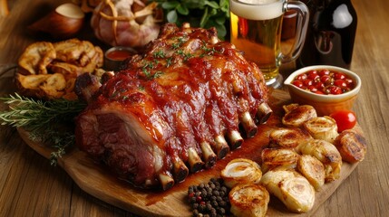 German national cuisine: Eisbein is a famous German dish. Marinated pork knuckle, boiled and then baked in the oven.