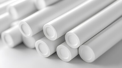 White Cones, Bars, Tubes, Vases, on White Background, Abstract Image, Texture, Pattern, Wallpaper, Cover and Screen of Smartphone, Cell Phone, Computer, Laptop, 9:16 and 16:9 Format