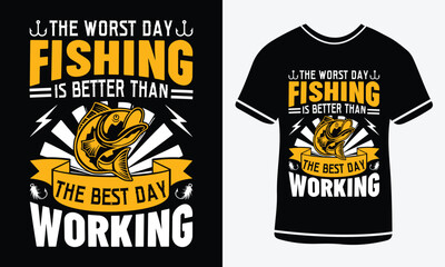 The worst day fishing is better than the best day working t-shirt design, vector T-shirt, Graphic template, fish man, Fishing text t- shirt design Free Vector3.eps. Fishing T-shirt Design Template