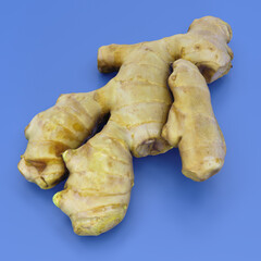 Ginger Root 3D Close-Up Render for Culinary Flavor and Spice