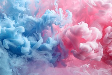 Fototapeta premium Ethereal Swirls of Blue and Pink Smoke Creating a Dreamy Atmosphere