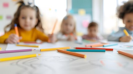 Fototapeta premium back to school with crayons