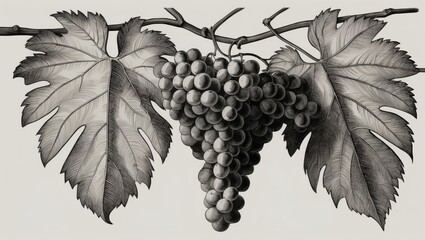 Vintage engraving of grapevine