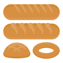 Tasty Brown Bread Bakery Vector. Whole Bread Illustration. Homemade Brown Bread Collection.