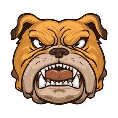 Angry bulldog face vector illustration. Fierce mascot isolated on a white background, ideal for sports logos and team branding.
