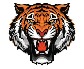 Tiger anger vector illustration. Fierce tiger head design, perfect for sports logos, team branding, and wildlife-themed artwork.