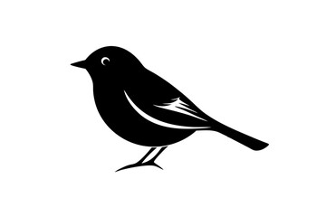 Black silhouette of robin bird logo style on a white background