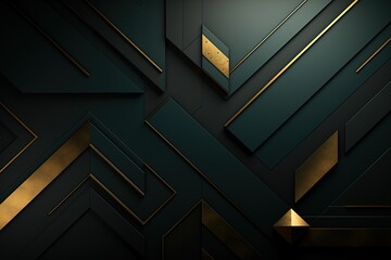 Obraz premium Abstract geometric pattern of green and gold shapes.
