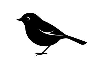 Black silhouette of robin bird logo style on a white background
