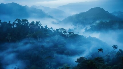 Obraz premium Misty Morning in the Rainforest