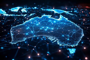 Fototapeta premium Digital map of australia network connectivity created with generative ai