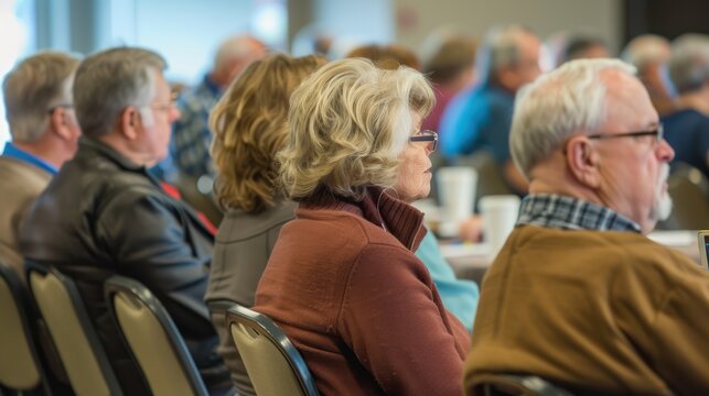 A group of senior citizens attending a conference