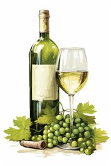 Isolated wine bottle and glass on white background to enhance search relevance and visibility