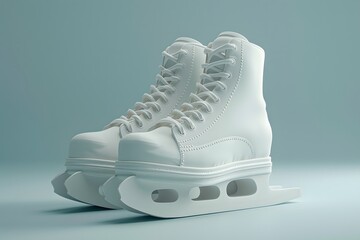 Elegant White Ice Skates on a Soft Background