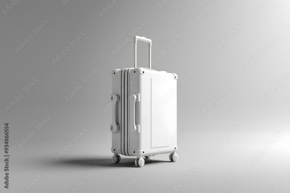 Wall mural sleek white luggage on wheels for modern travelers