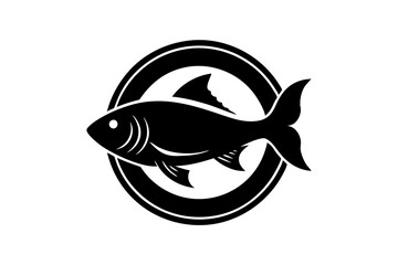 Fish in a circle logo icon silhouette vector design on a white background