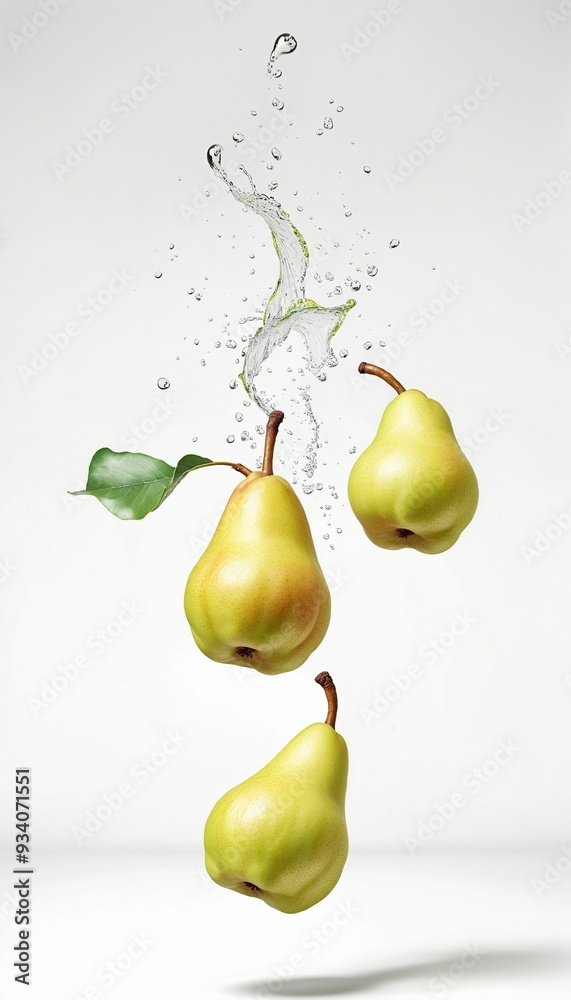 Poster Isolated Fresh Ripe Pear on white Background