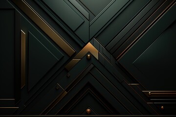 Obraz premium Abstract geometric pattern with black and gold colors.