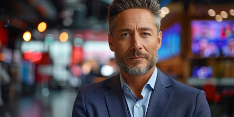 Fototapeta premium Close-Up Portrait of a Confident Man