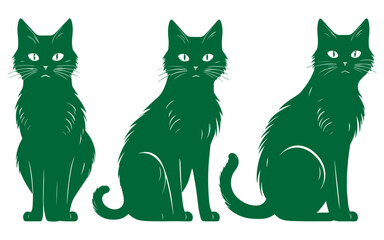 Set of  silhouette cats in different poses