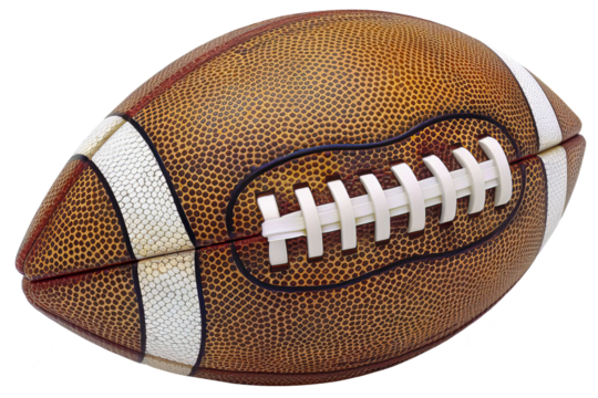 Realistic American football ball. Transparent isolated background