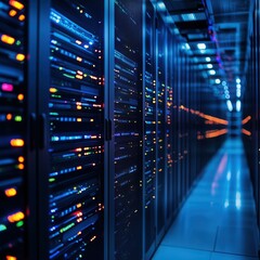 Naklejka premium Data centers filled with servers with processing