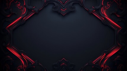 Obraz premium A dark, ornate frame with red accents, suitable for showcasing text or images in a dramatic style.