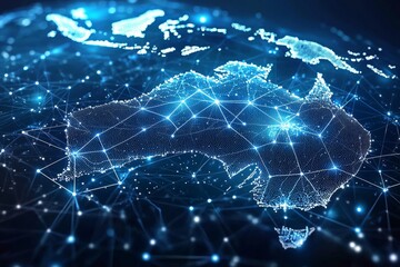 Obraz premium Digital map of australia network connectivity created with generative ai