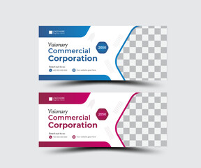 Naklejka premium Corporate Facebook cover design made with abstract shapes and multiple colors.