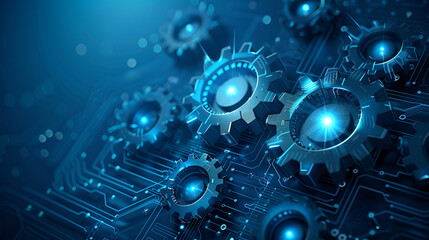 Obraz premium Close-up of a gear in an integration idea data system technology